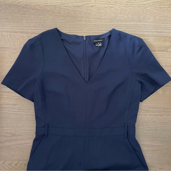 Club Monaco Wool Blend Women's Navy Wide Leg Jumpsuit Size 10 - Picture 3 of 10